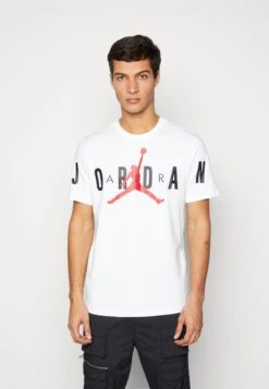 Jordan Air Stretch Crew - Print T-Shirt - White/Black/Gym Red
