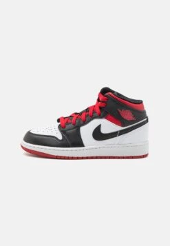Air Jordan 1 Mid Unisex - Basketball Shoes - White/Gym Red/Black
