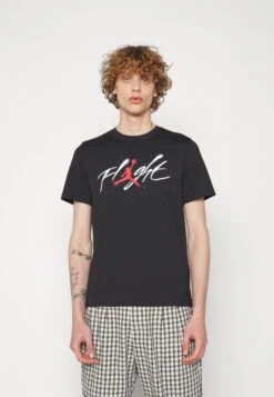 Jordan Brand Crew - Print T-Shirt - Black/White/Gym Red -Jiaxin Sport Shop 39d40edb294d4ff59f6ec9fe470471b2
