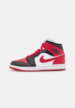 Air Jordan 1 Mid - High-Top Trainers - Black/Gym Red/White