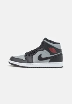 Air Jordan 1 Mid - High-Top Trainers - Black/Gym Red/Particle Grey/White