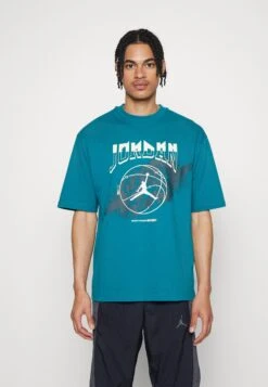 Jordan Crew - Print T-Shirt - Sky Teal/Citron Tint