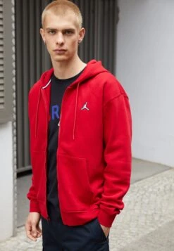 Jordan Hoodie - Zip-Up Sweatshirt - Gym Red/White