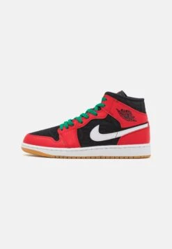 Air Jordan 1 Mid Se - High-Top Trainers - Black/Fire Red/White/Malachite
