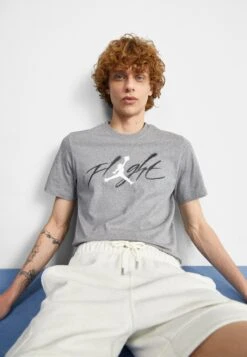 Jordan Brand Crew - Print T-Shirt - Carbon Heather/Black/White