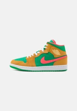 Air Jordan 1 Mid Se - High-Top Trainers - Chutney/Celestial Gold/Lucky Green/Hot Punch/White