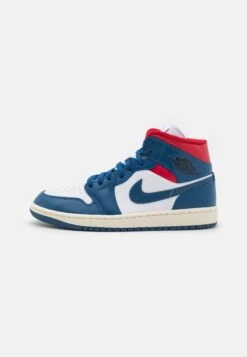 Air Jordan 1 Mid - High-Top Trainers - White/French Blue/Gym Red/Sail/Black