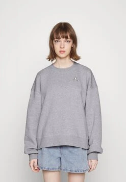 Jordan W J Brkln Flc Crew - Sweatshirt - Dark Grey Heather/White