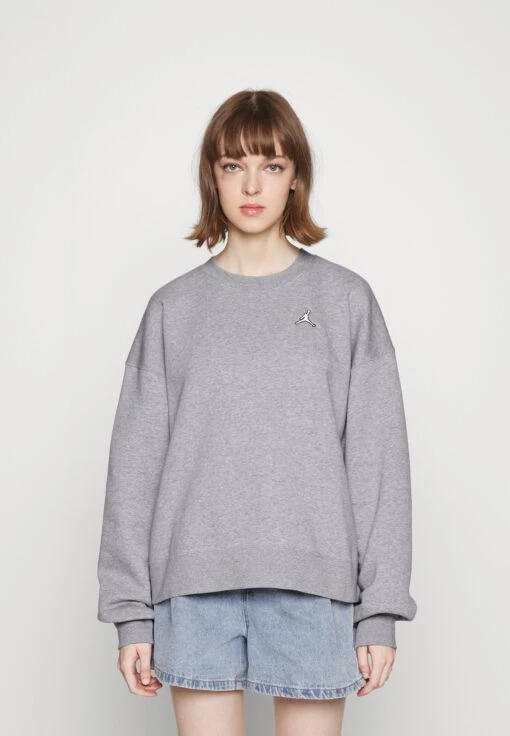 Jordan W J Brkln Flc Crew - Sweatshirt - Dark Grey Heather/White -Jiaxin Sport Shop fad0769e1bea4573b3c80f0695466ada scaled